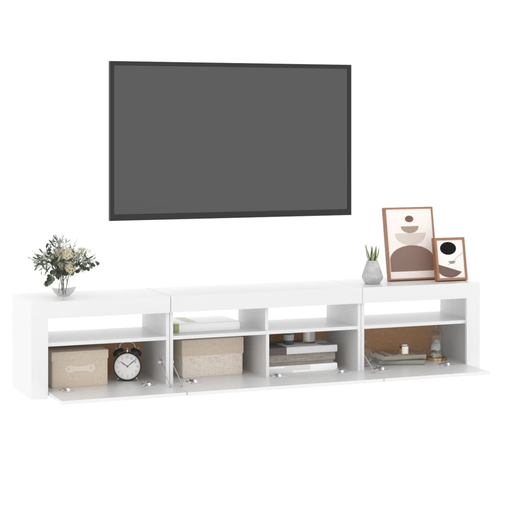 TV Cabinet with LED Lights 210x35x40 cm White