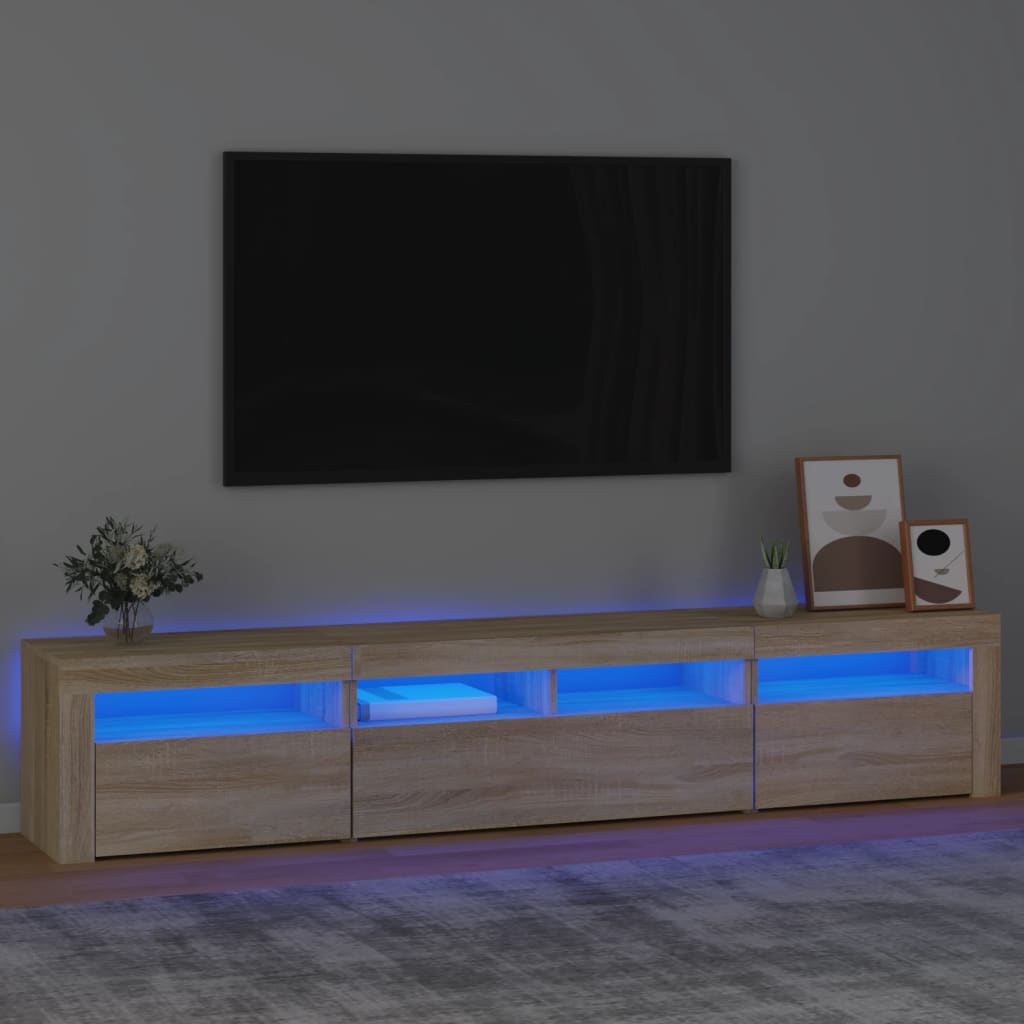 TV Cabinet with LED Lights 210x35x40 cm Sonoma oak