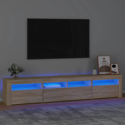 TV Cabinet with LED Lights 210x35x40 cm Sonoma oak