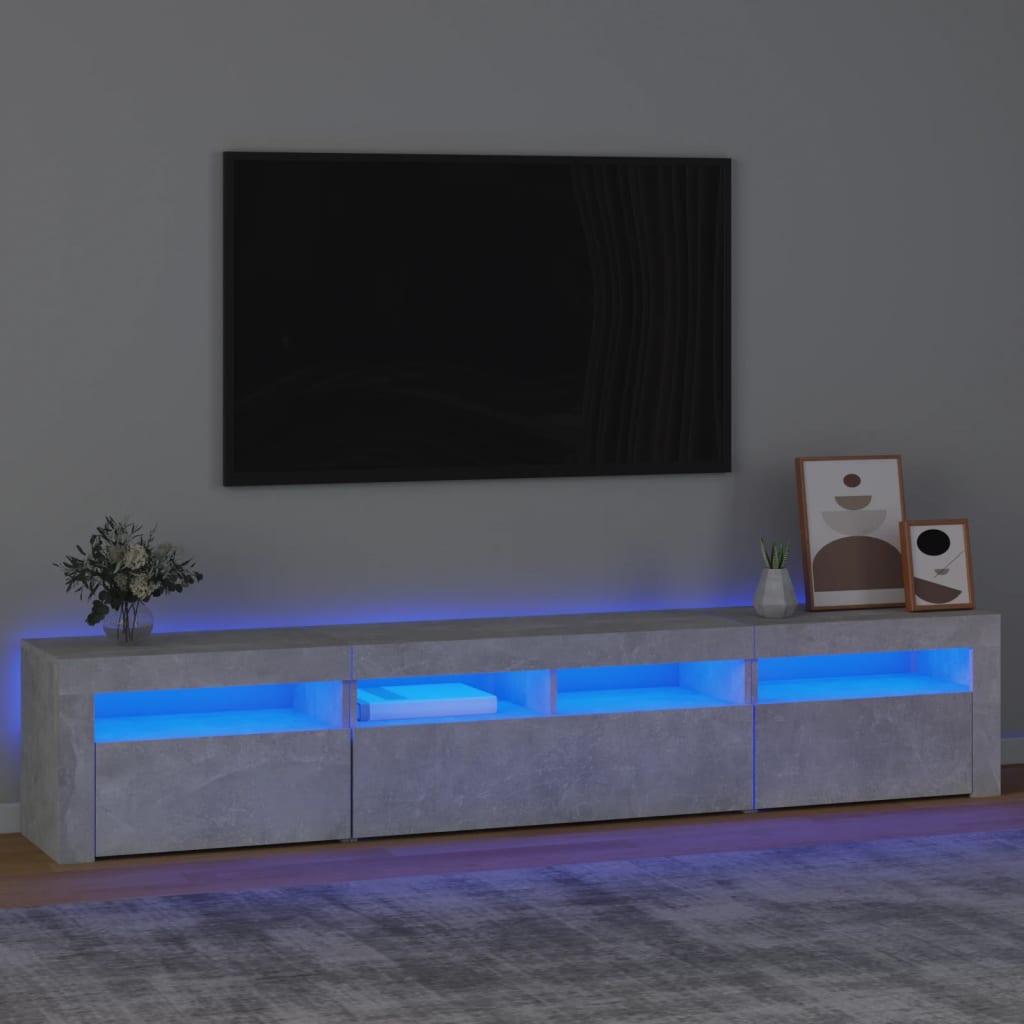 TV Cabinet with LED Lights 210x35x40 cm Concrete grey