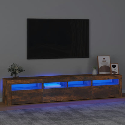 TV Cabinet with LED Lights 210x35x40 cm Smoked oak