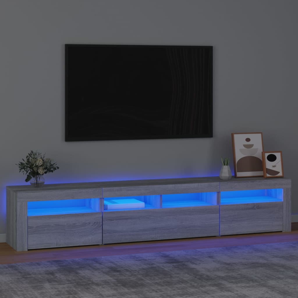 TV Cabinet with LED Lights 210x35x40 cm Grey sonoma