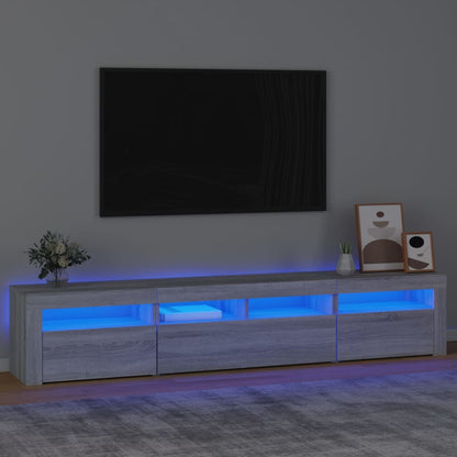 TV Cabinet with LED Lights 210x35x40 cm Grey sonoma