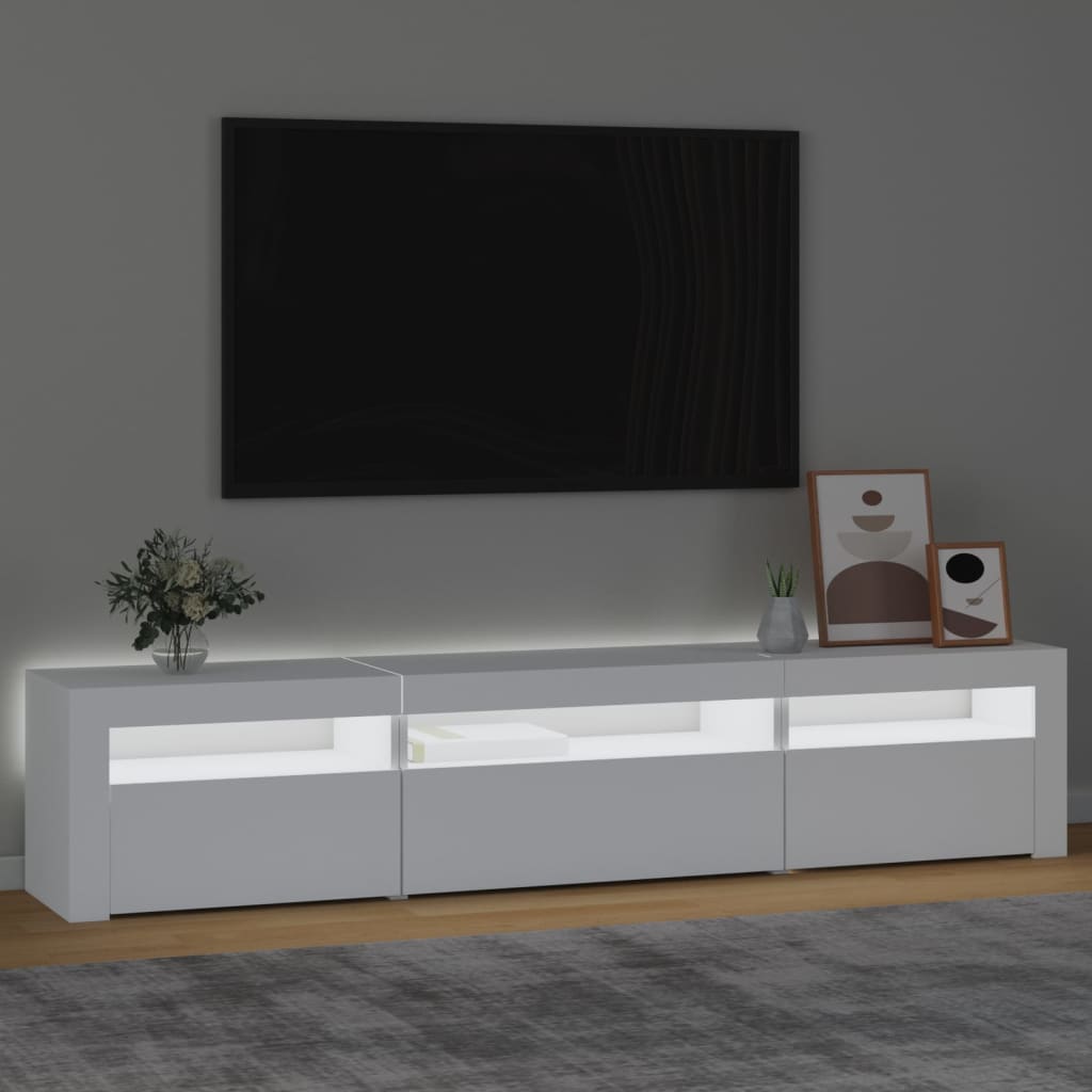 TV Cabinet with LED Lights 195x35x40 cm White