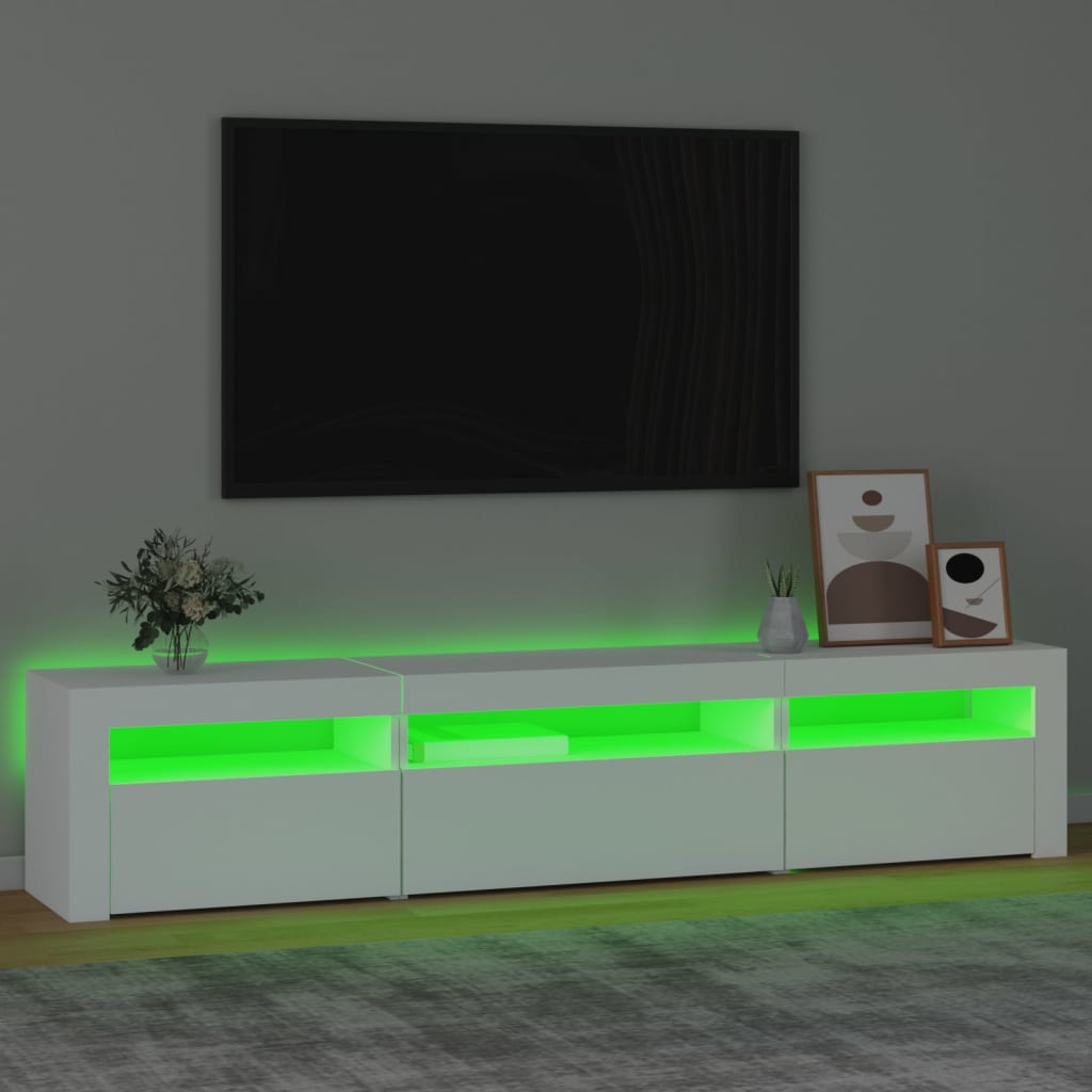 TV Cabinet with LED Lights 195x35x40 cm White