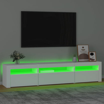 TV Cabinet with LED Lights 195x35x40 cm White