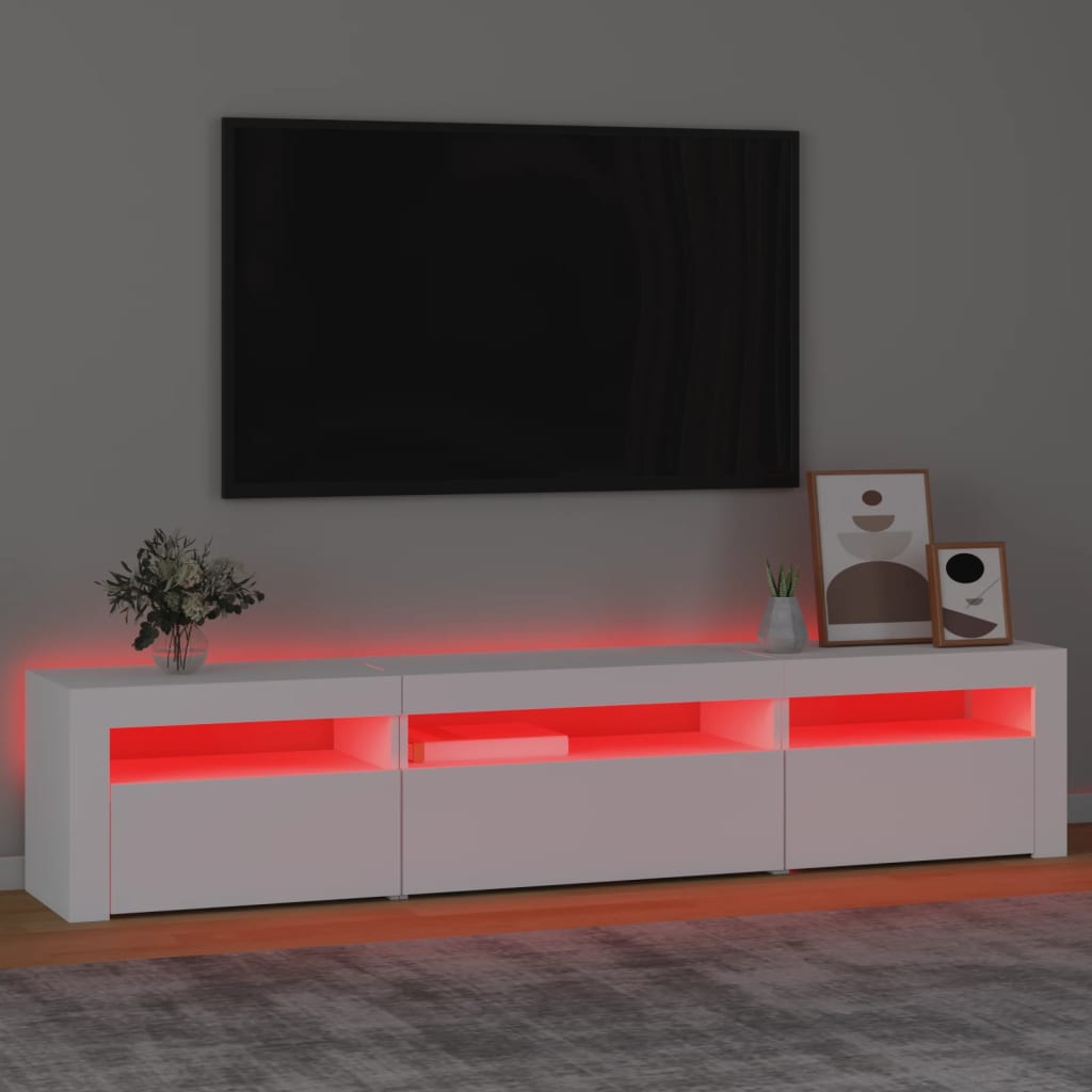 TV Cabinet with LED Lights 195x35x40 cm White