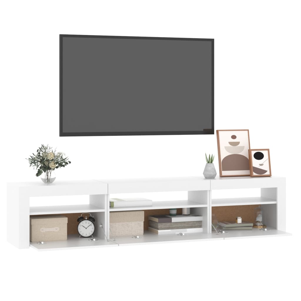 TV Cabinet with LED Lights 195x35x40 cm White