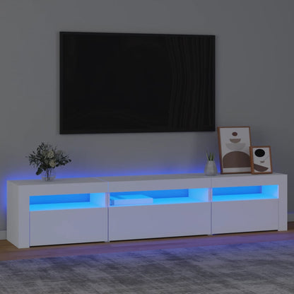 TV Cabinet with LED Lights 195x35x40 cm White