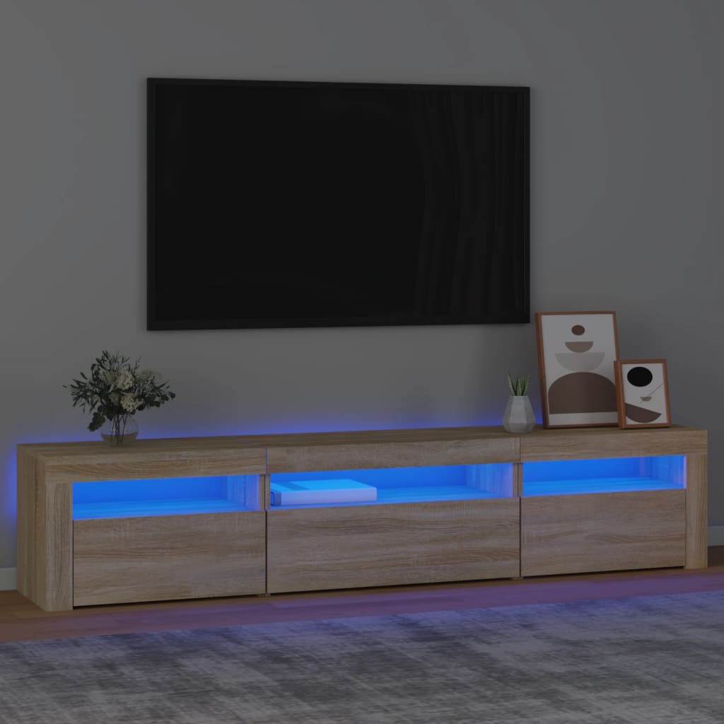 TV Cabinet with LED Lights 195x35x40 cm Sonoma oak