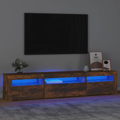 TV Cabinet with LED Lights 195x35x40 cm Smoked oak