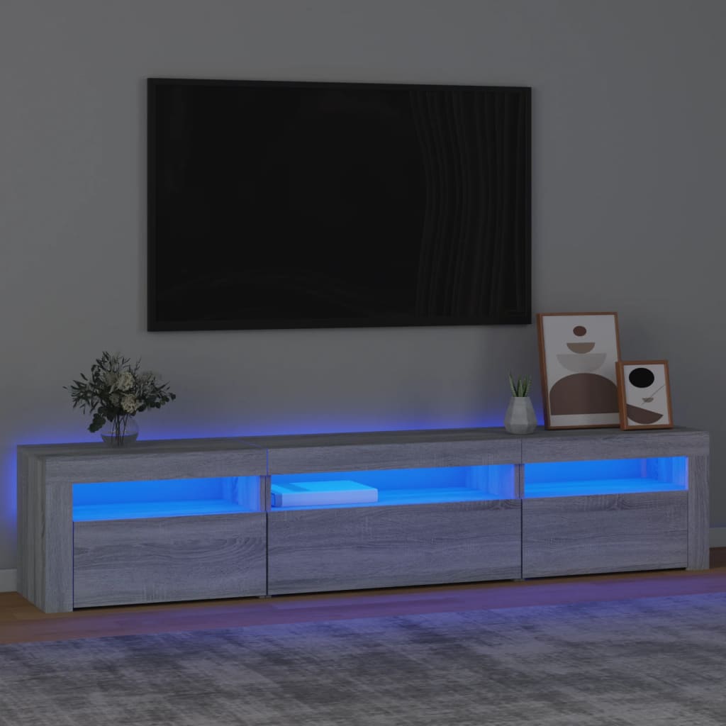 TV Cabinet with LED Lights 195x35x40 cm Grey sonoma