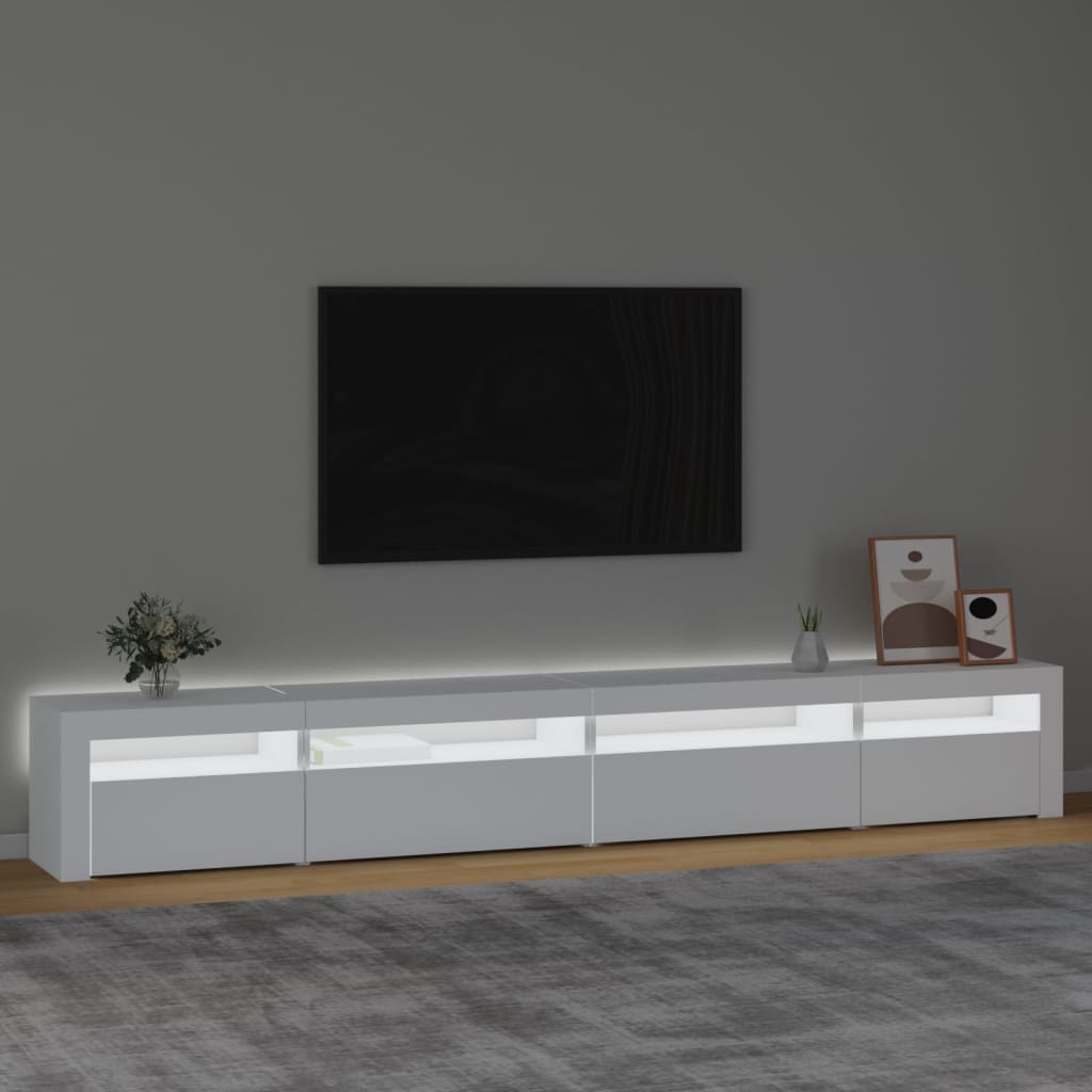 TV Cabinet with LED Lights 270x35x40 cm White 270 cm
