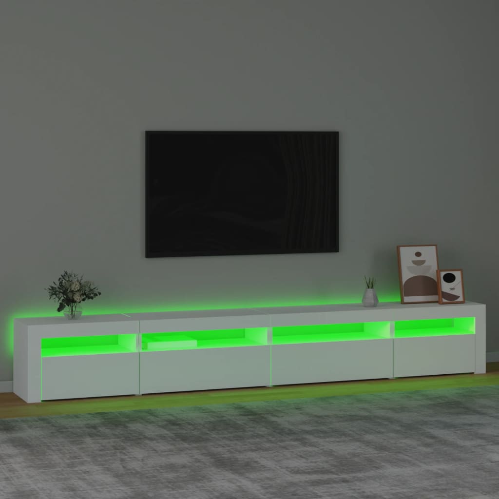 TV Cabinet with LED Lights 270x35x40 cm White 270 cm