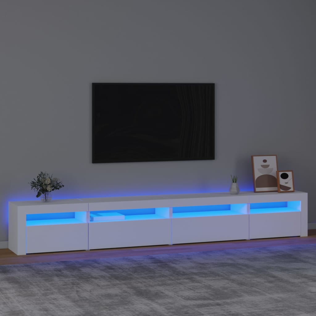 TV Cabinet with LED Lights 270x35x40 cm White 270 cm