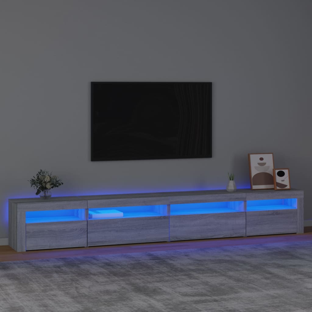 TV Cabinet with LED Lights 270x35x40 cm Grey sonoma 270 cm