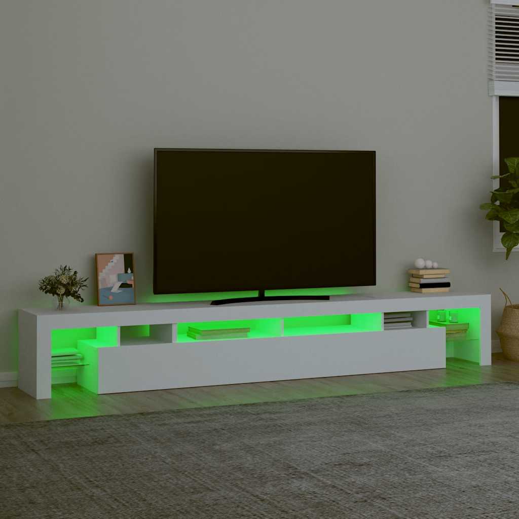 vidaXL TV Cabinet with LED Lights White 260x36,5x40 cm 4