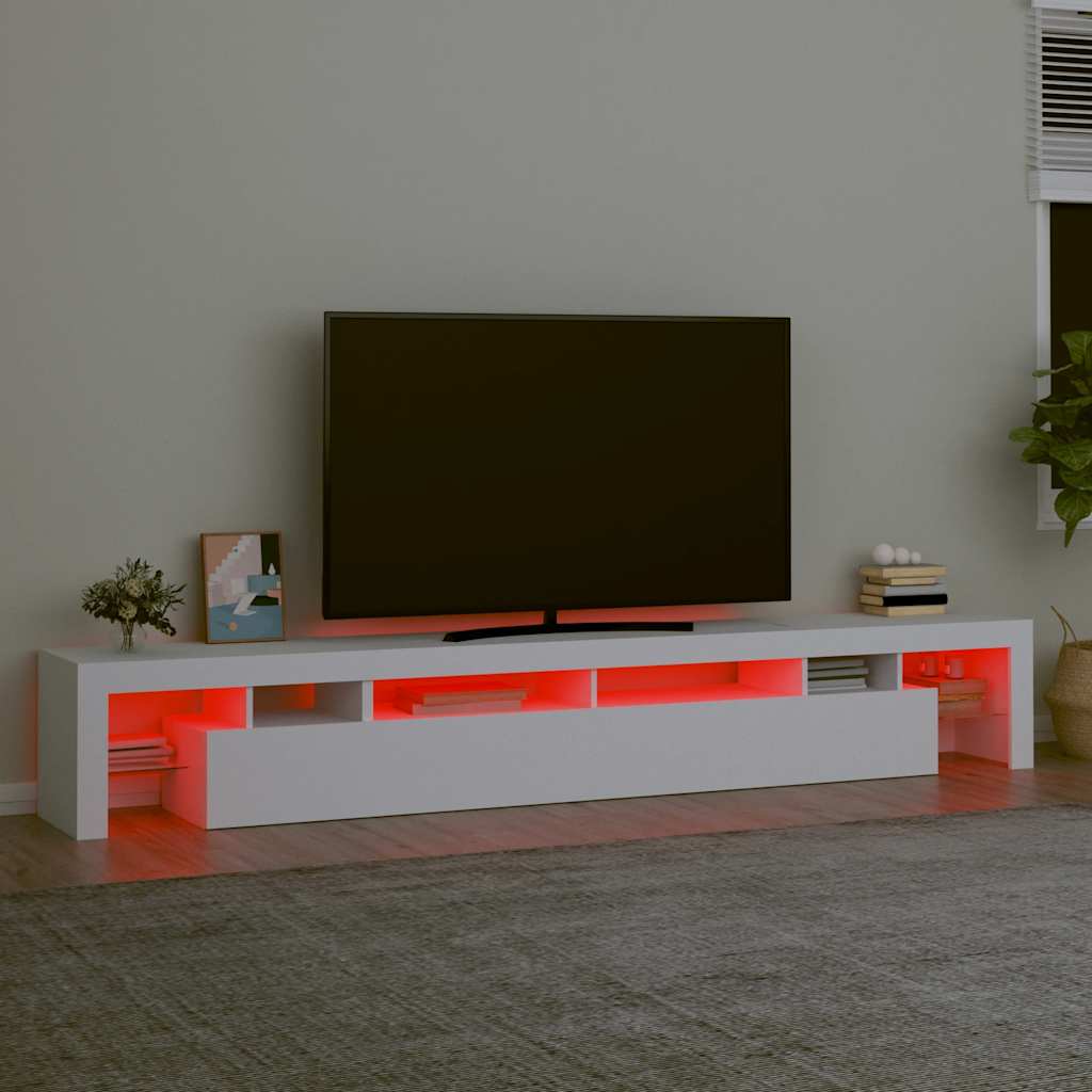 vidaXL TV Cabinet with LED Lights White 260x36,5x40 cm 5