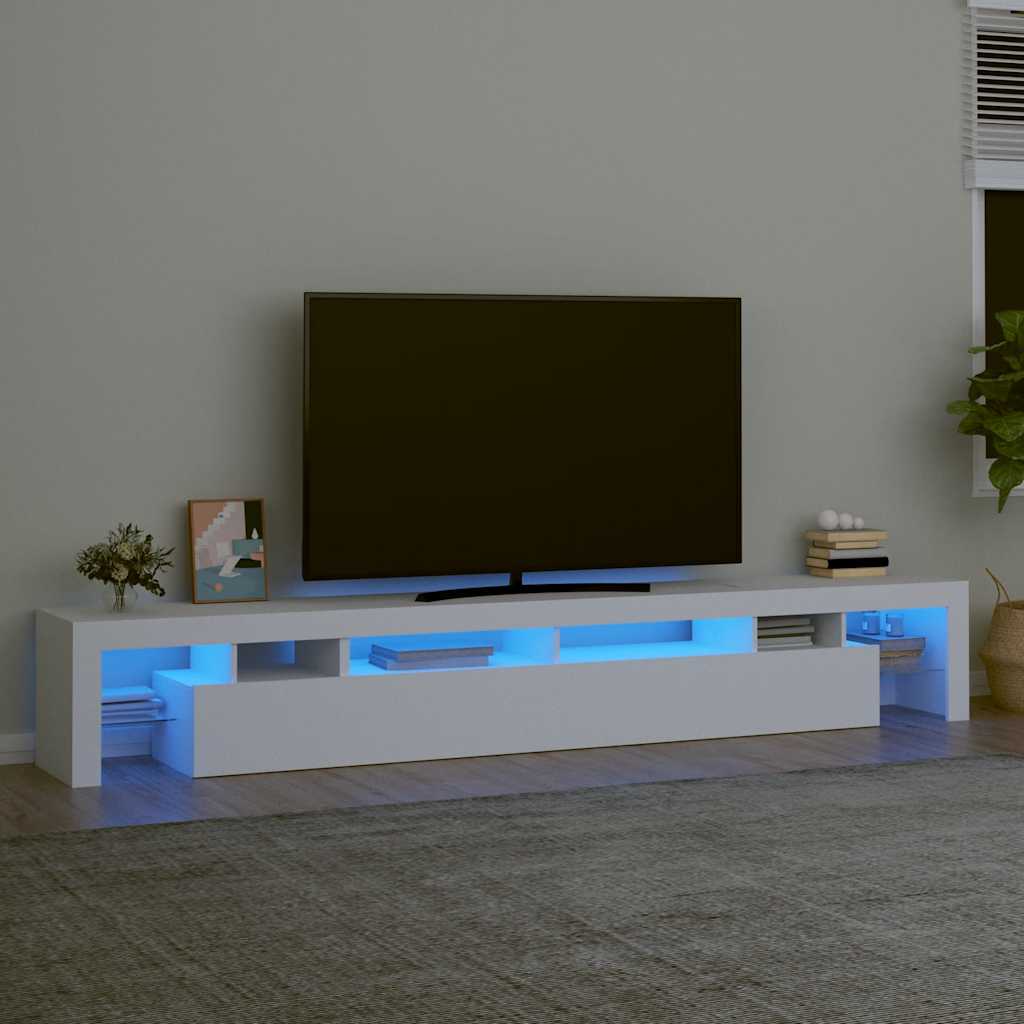 vidaXL TV Cabinet with LED Lights White 260x36,5x40 cm 1