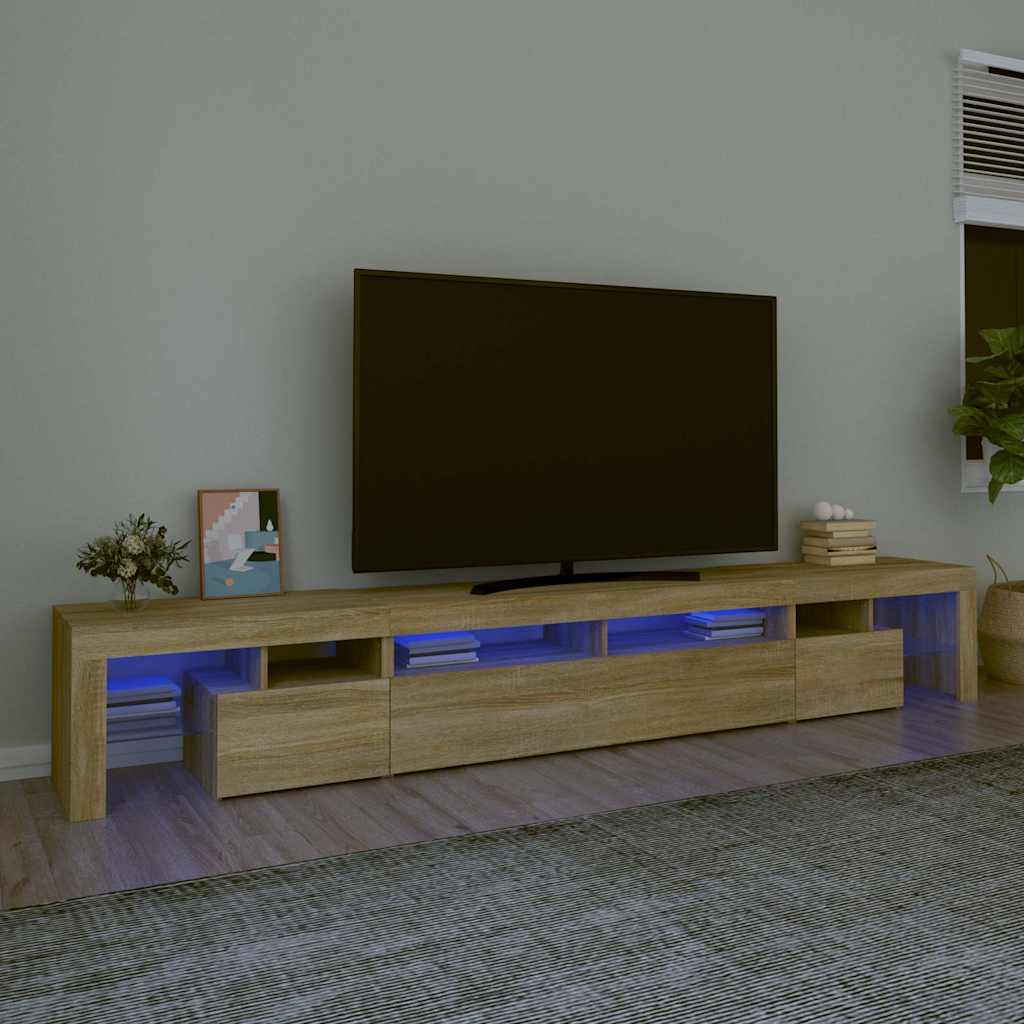 vidaXL TV Cabinet with LED Lights Sonoma Oak 260x36,5x40 cm 1