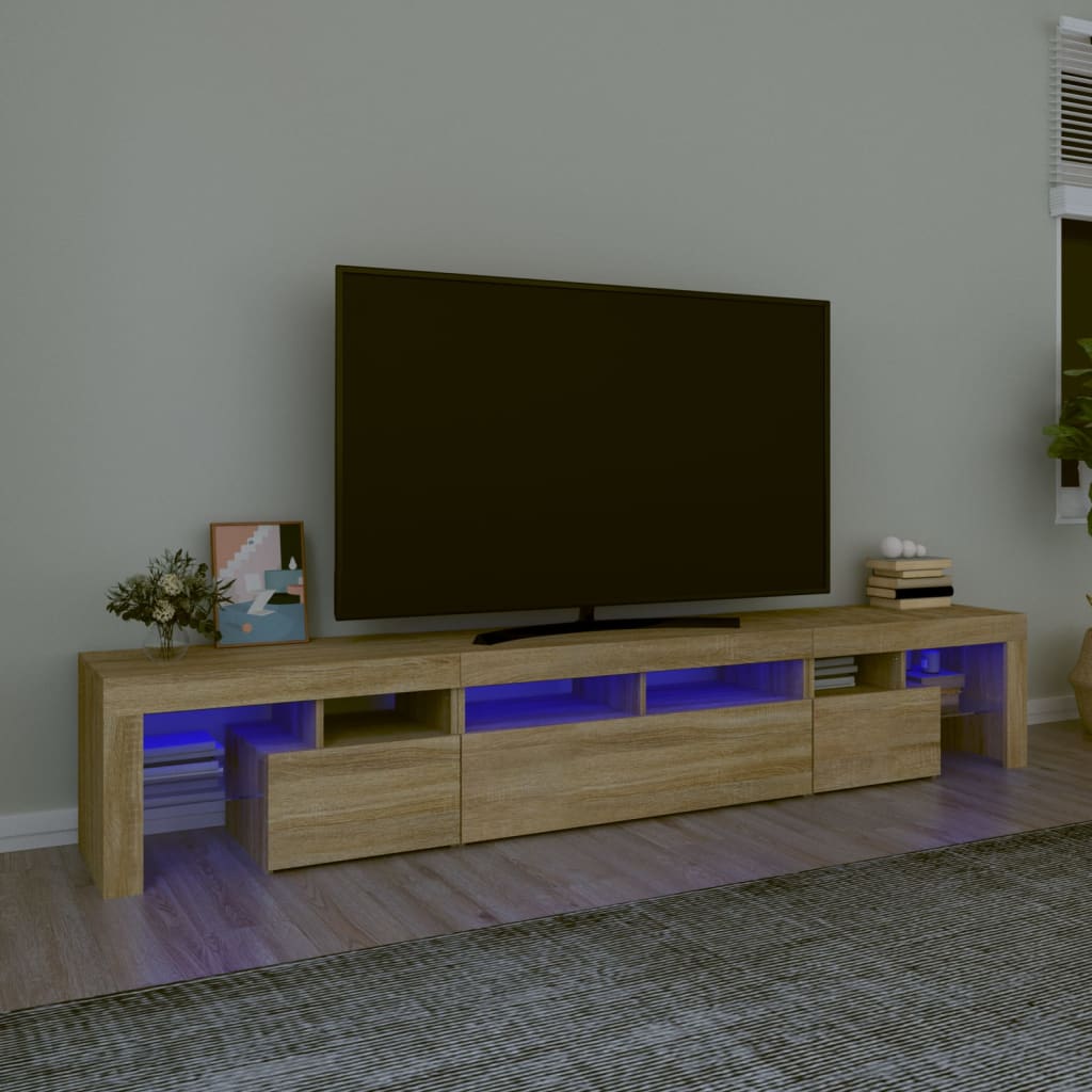 vidaXL TV Cabinet with LED Lights 260x36.5x40 cm 2 pcs