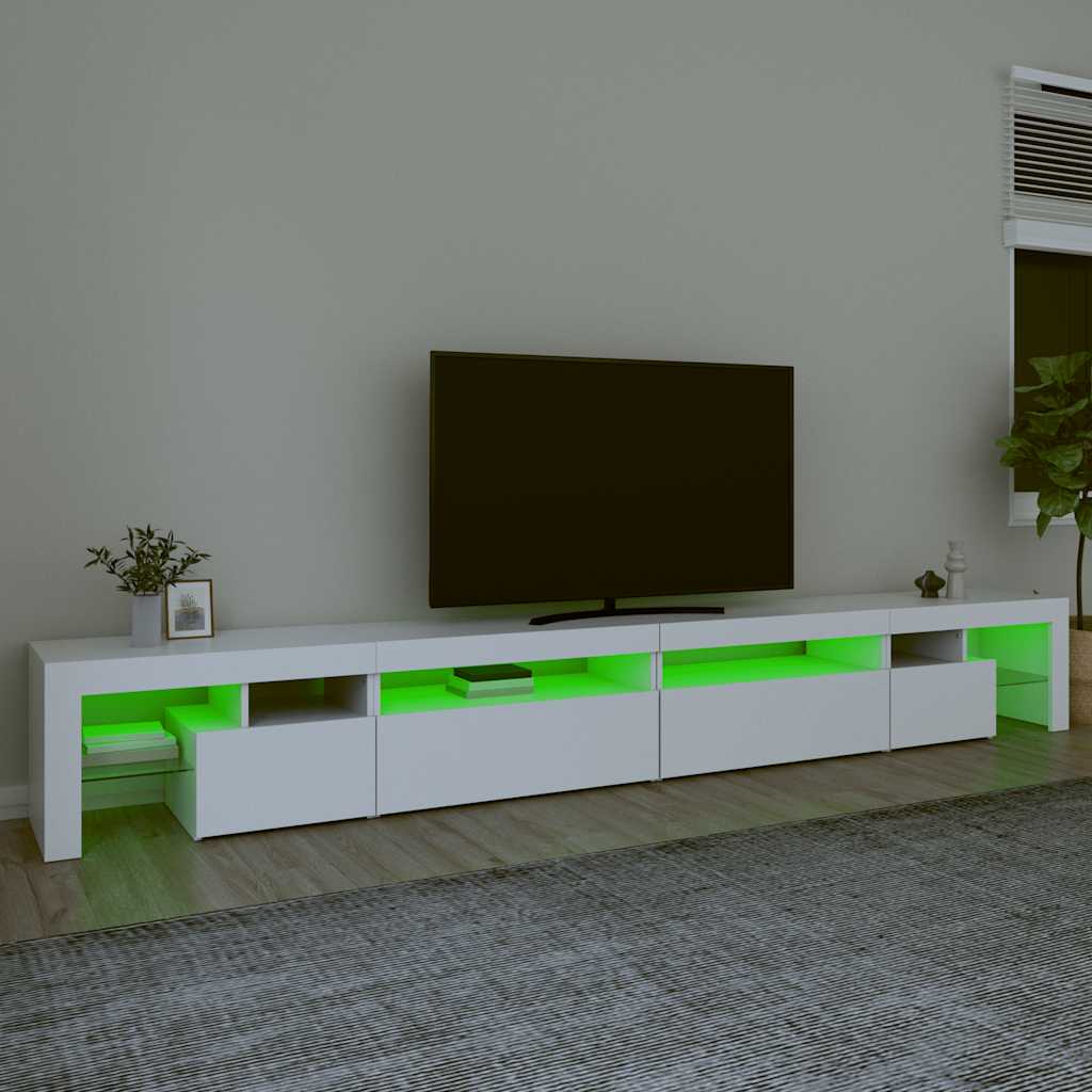 vidaXL TV Cabinet with LED Lights White 290x36,5x40 cm 4