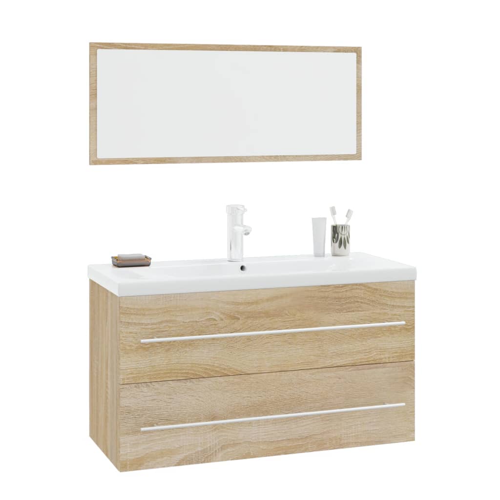 vidaXL 3 Piece Bathroom Furniture Set Sonoma Oak 2