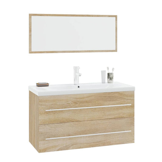 vidaXL 3 Piece Bathroom Furniture Set Sonoma Oak 2
