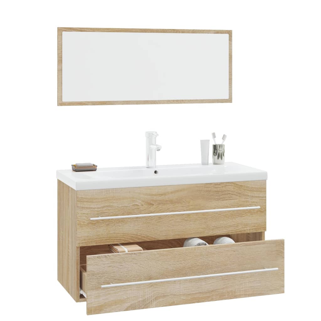vidaXL 3 Piece Bathroom Furniture Set Sonoma Oak 3
