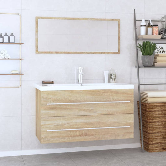 vidaXL 3 Piece Bathroom Furniture Set Sonoma Oak 1