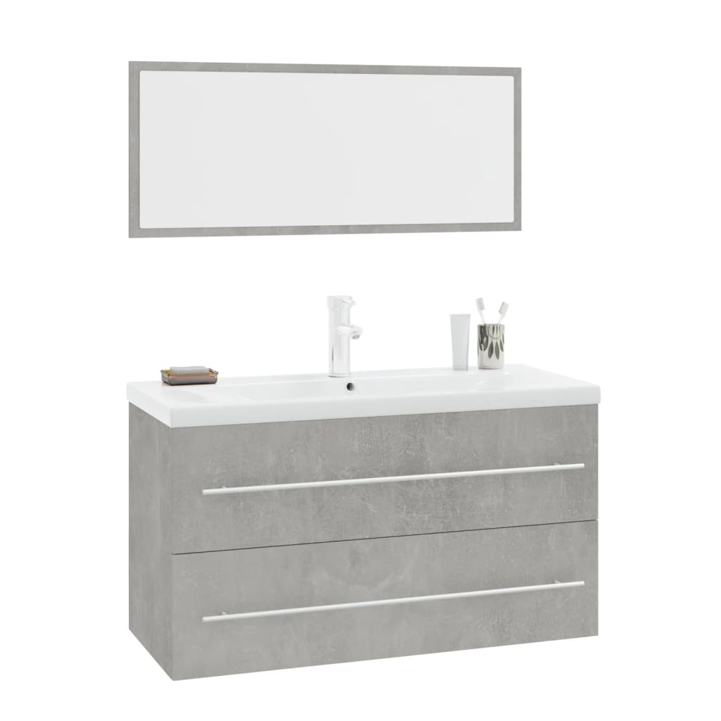 vidaXL 3 Piece Bathroom Furniture Set Concrete Grey 2