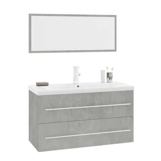 vidaXL 3 Piece Bathroom Furniture Set Concrete Grey 2