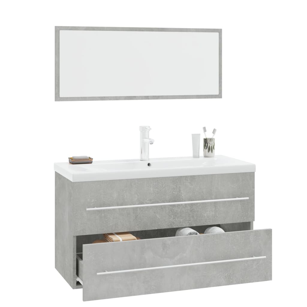 vidaXL 3 Piece Bathroom Furniture Set Concrete Grey 3