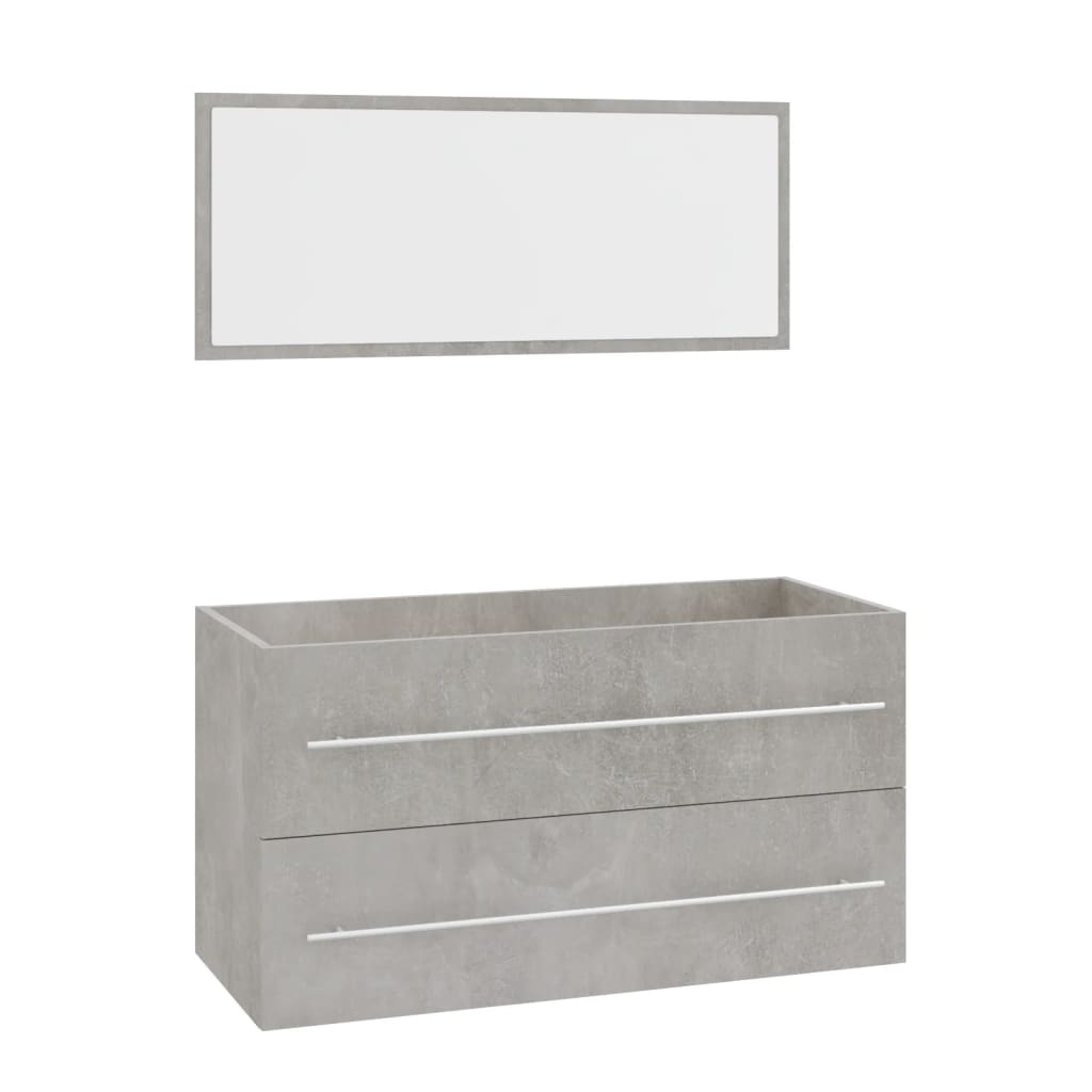 vidaXL 3 Piece Bathroom Furniture Set Concrete Grey 5
