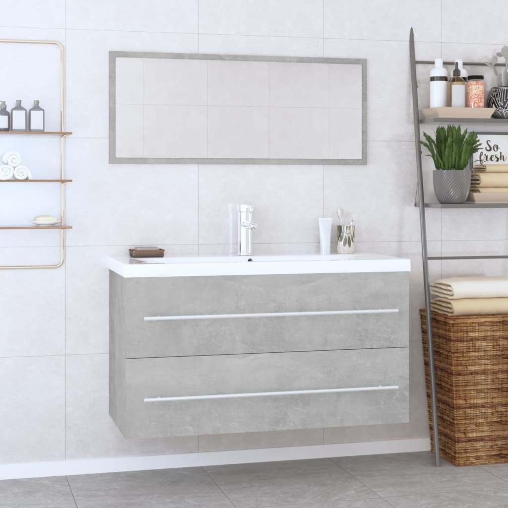 vidaXL 3 Piece Bathroom Furniture Set Concrete Grey 1