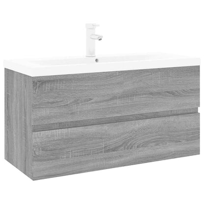 vidaXL Sink Cabinet with Built-in Basin Grey Sonoma Engineered Wood 2