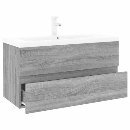 vidaXL Sink Cabinet with Built-in Basin Grey Sonoma Engineered Wood 3