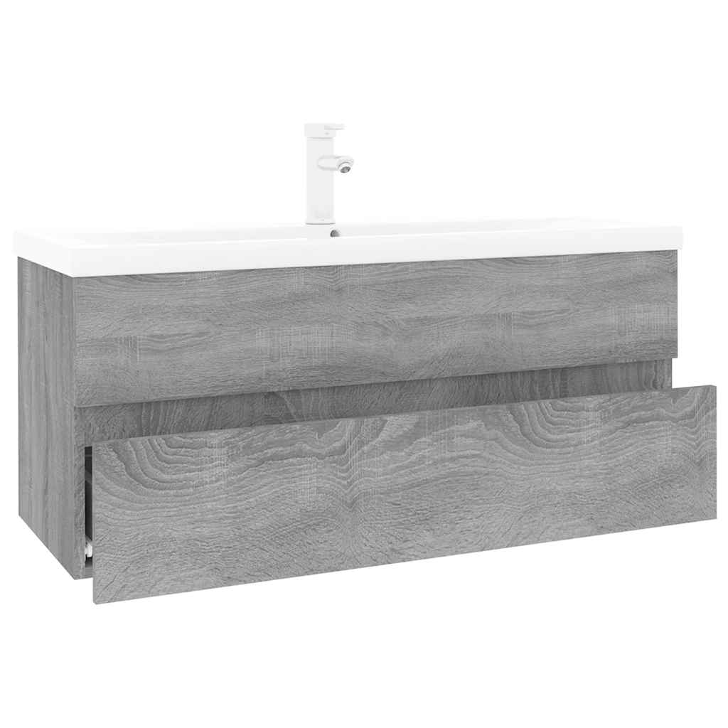 vidaXL Sink Cabinet with Built-in Basin Grey Sonoma Engineered Wood 5
