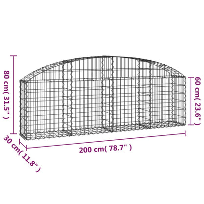 Arched Gabion Basket Galvanised Iron 200 x 30 x 40/60 cm – 200 x 50 x 220/240 cm 200 x 30 x 60/80 cm
