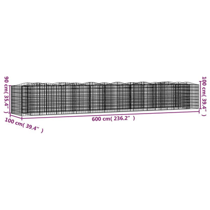 vidaXL Arched Gabion Raised Bed 600x100x100 cm Galvanised Iron 5