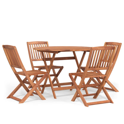 5 Piece Garden Dining Set Solid Wood Acacia Without armrest Round
