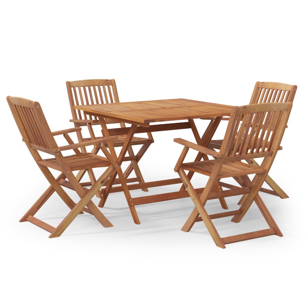 5 Piece Garden Dining Set Solid Wood Acacia With armrest Square