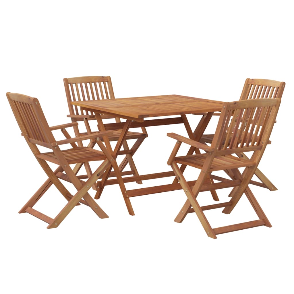 5 Piece Garden Dining Set Solid Wood Acacia With armrest Square