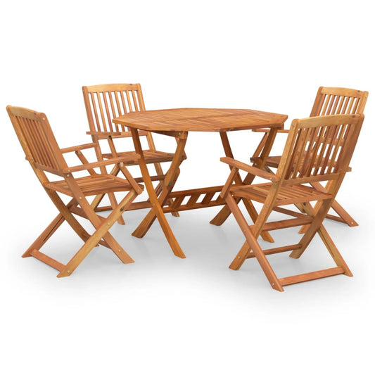 5 Piece Garden Dining Set Solid Wood Acacia With armrest