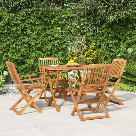 5 Piece Garden Dining Set Solid Wood Acacia With armrest