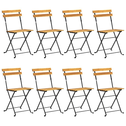 vidaXL Folding Chairs 8 pcs Steel and Solid Wood Acacia 2
