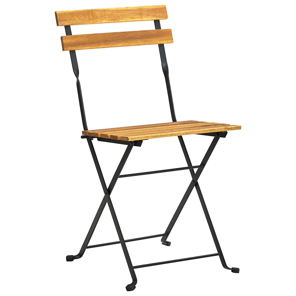 vidaXL Folding Chairs 8 pcs Steel and Solid Wood Acacia 3