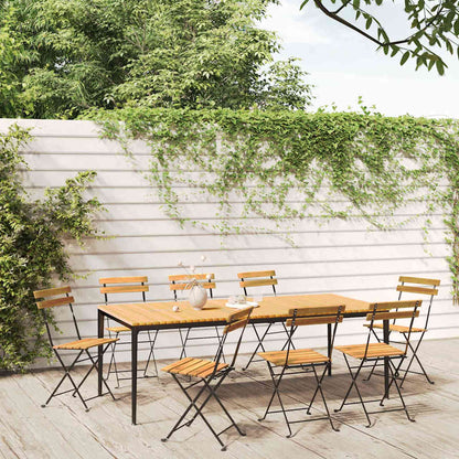 vidaXL Folding Chairs 8 pcs Steel and Solid Wood Acacia 1