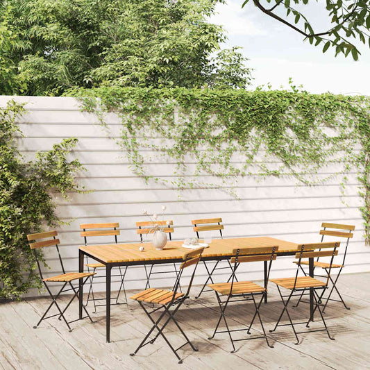 vidaXL Folding Chairs 8 pcs Steel and Solid Wood Acacia 1