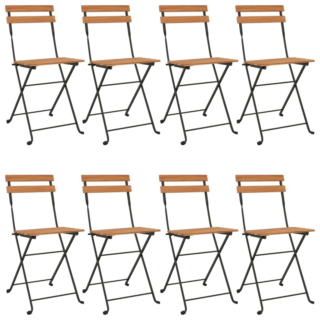 vidaXL Folding Chairs 8 pcs Solid Wood Teak and Steel 2